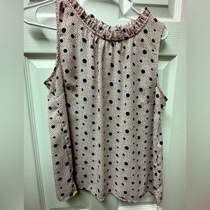 Talbots MP Light pink with navy spots top